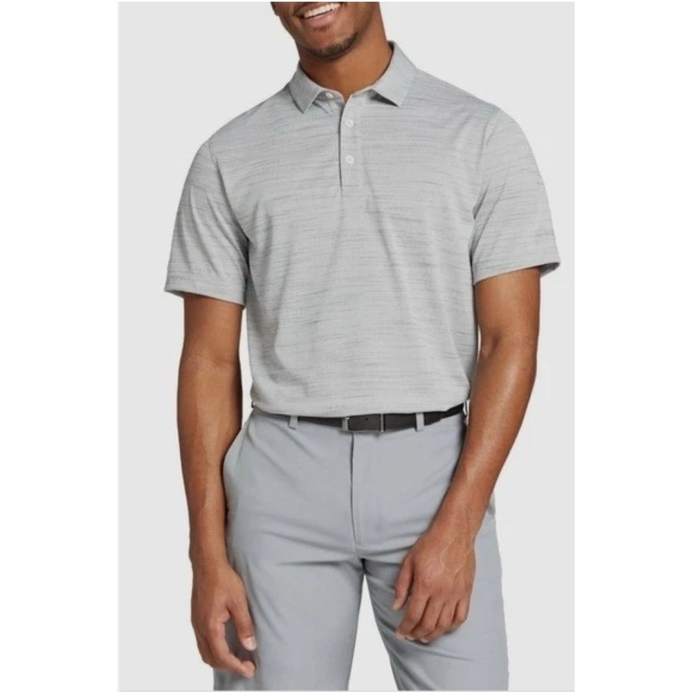Walter Hagen Mens XL Polo Shirt P11 Striation Pique Golf Crisp White/Grey NEW